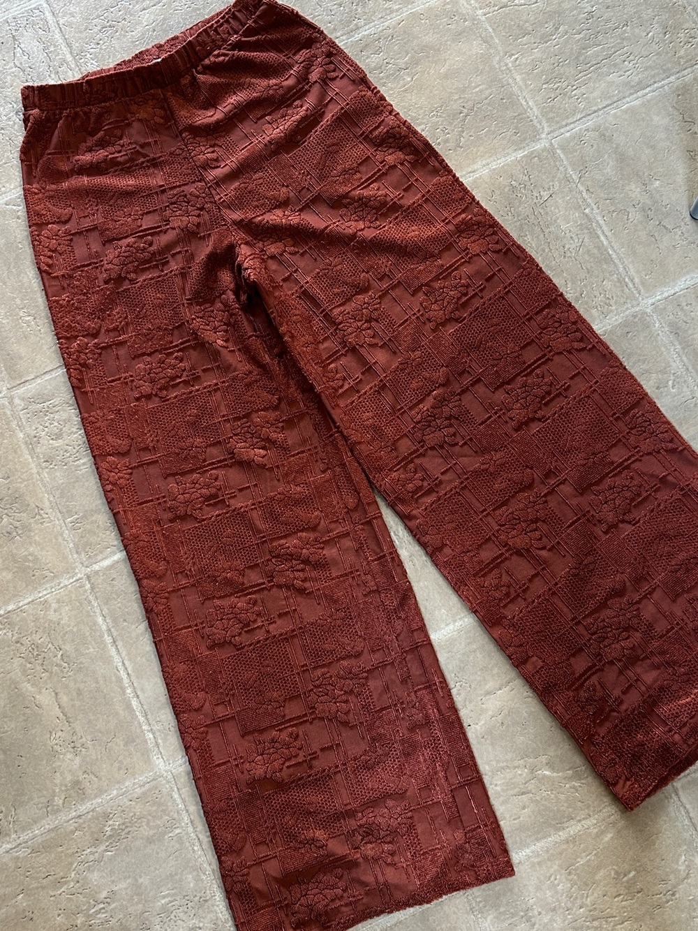 Zara Textured Pants | Rust - Picture 3 of 4